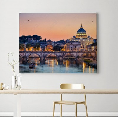 Obraz na płótnie Nocny widok bazyliki świętego Piotra w Rzymie