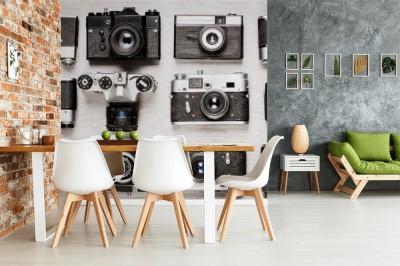 Fototapeta Kolaż aparatów fotograficznych w stylu retro