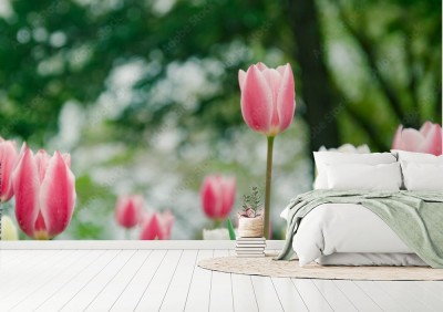tulipany-na-tle-rozmytych-drzew