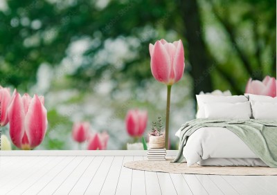 tulipany-na-tle-rozmytych-drzew
