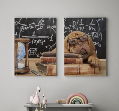 Obraz na płótnie Książki i szczeniak