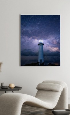 Obraz na płótnie Latarnia morska i Droga Mleczna