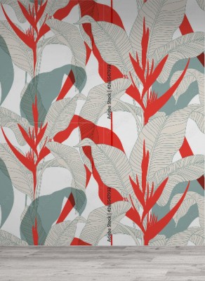 Tapeta z kwiatowym wzorem w stylu orientalnym