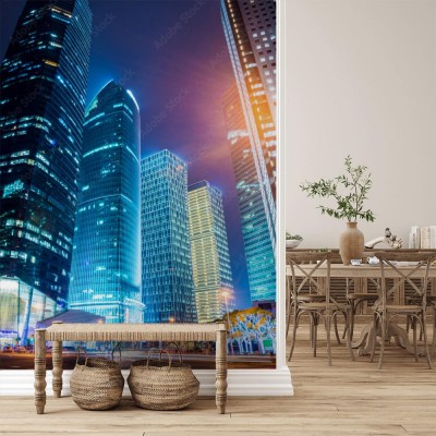 Fototapeta nocna scena nowoczesnego miasta