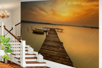 Fototapeta Pomost 3D o zachodzie słońca