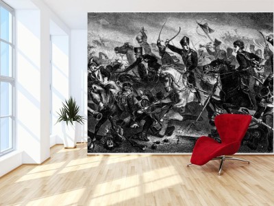 Fototapeta XIX wieczna rycina przedstawiająca kawalerie Huzarów 