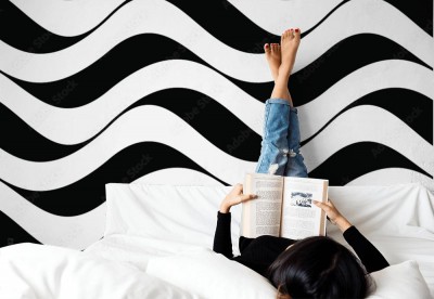 Tapeta Czarno biała linia falista