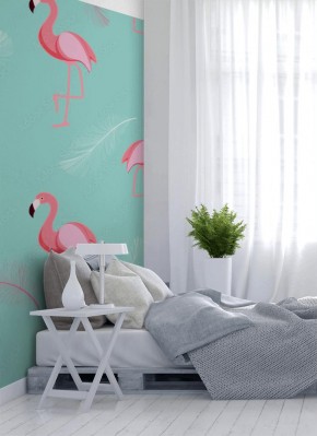 Fototapeta - Śliczny deseń retro we flamingi