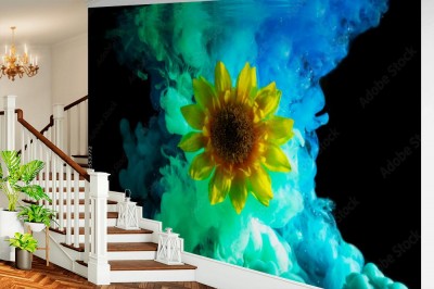 Fototapeta Abstrakcyjny kolorowy wzór z kwiatem słonecznika