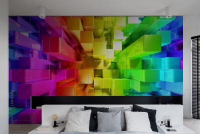 Naklejki na meble Tęcza kolorowych bloków