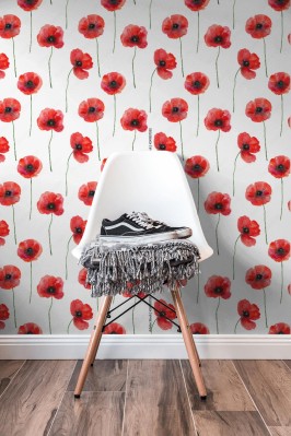 Fototapeta Seamless pattern with poppies, hand drawn illustration