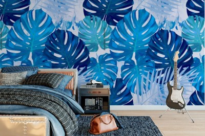 Tapeta z wzorem z liści monstera