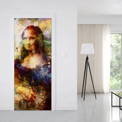 Naklejka na drzwi Graficzna wariacja obrazu Mona Lisa Leonarda da Vinci