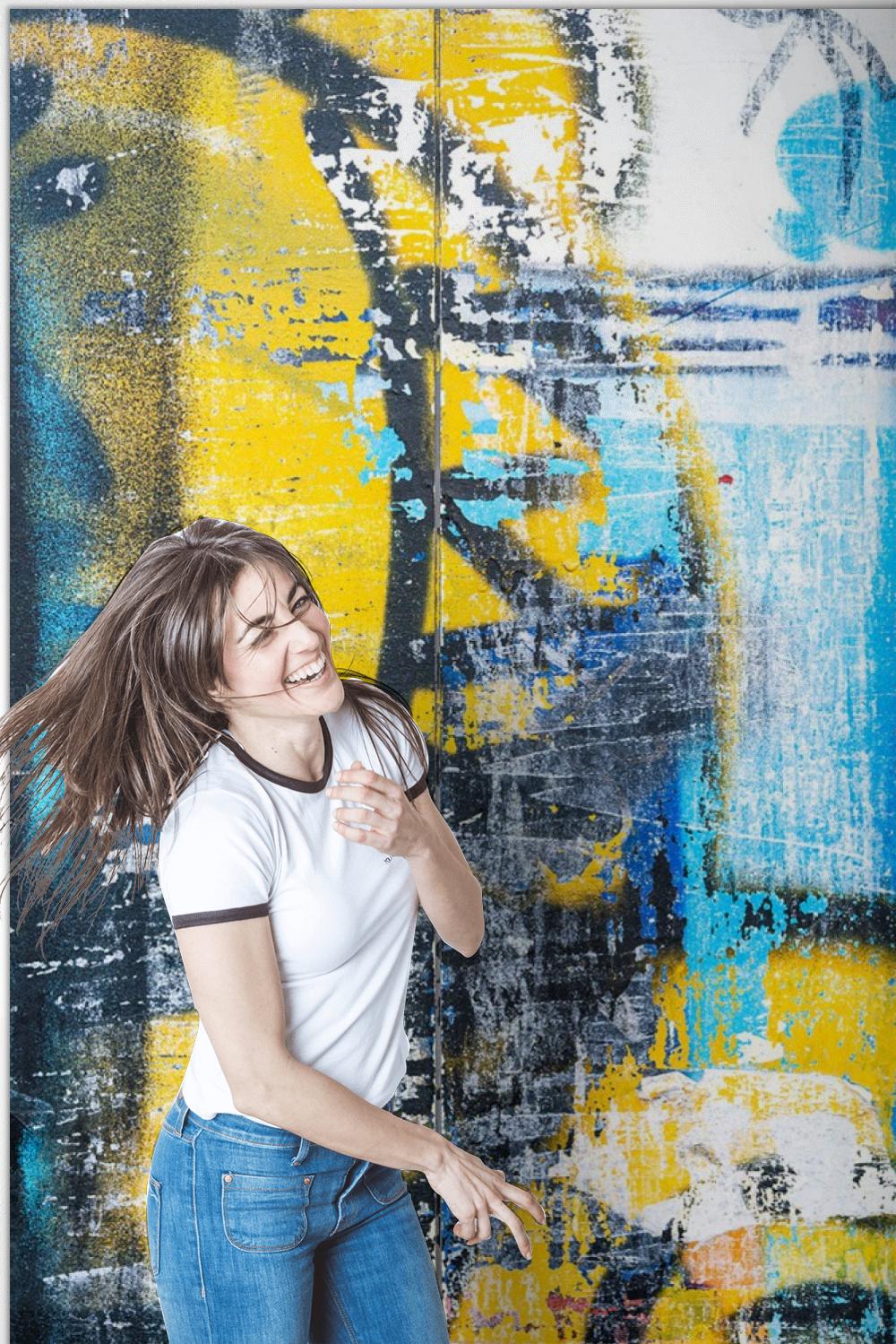 Fototapeta niebiesko-żółte graffiti